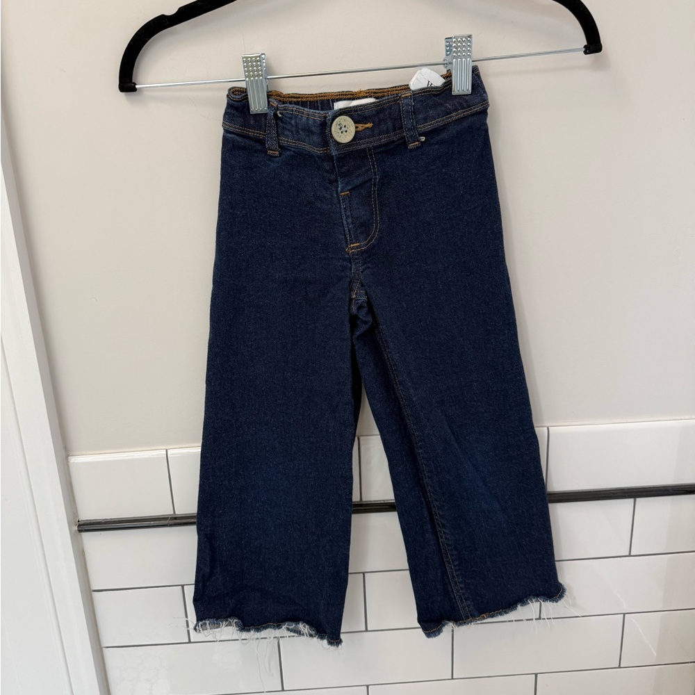 Zara Dark Blue Denim Marine Wide Leg Jeans